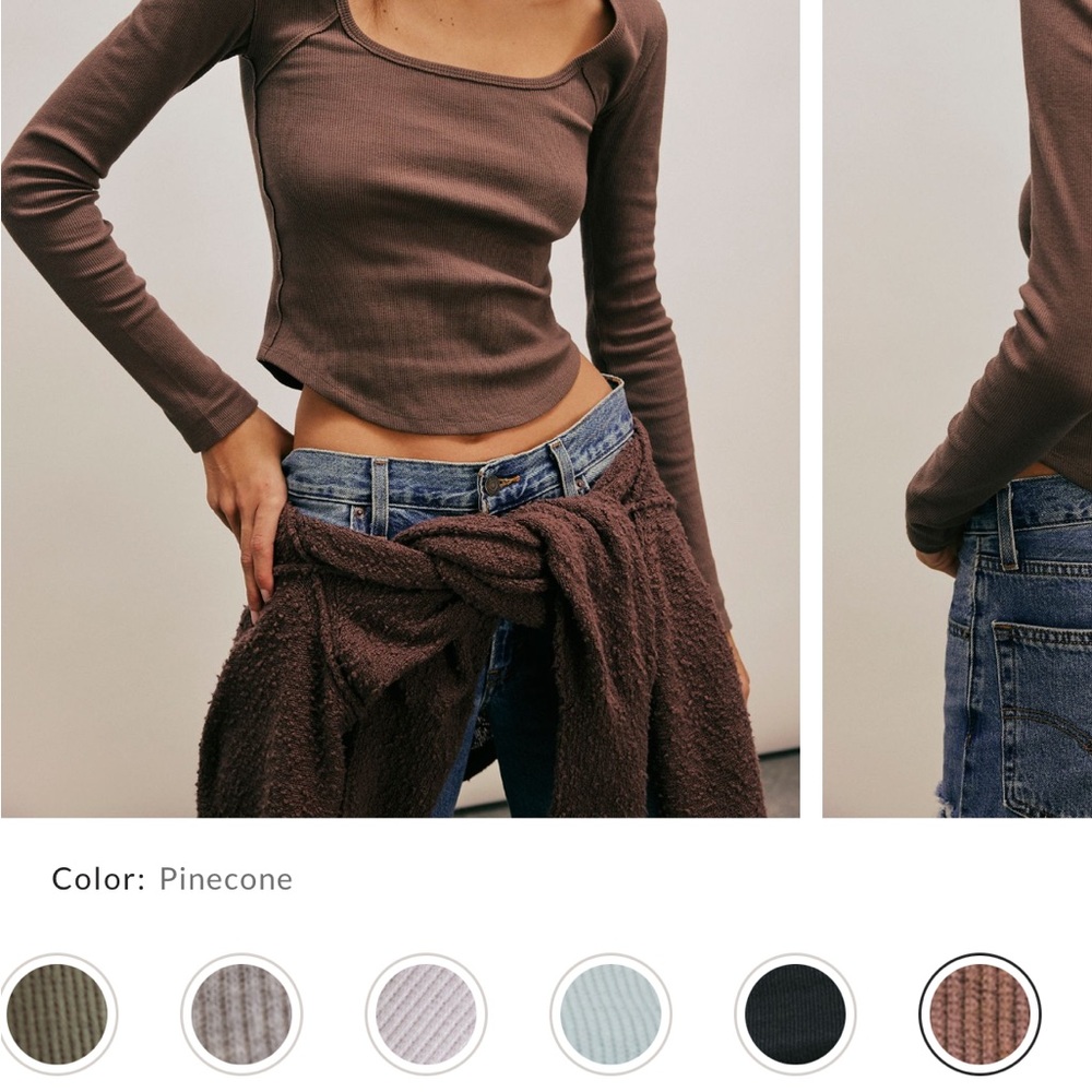 NWT free people Brown Long Sleeve Top